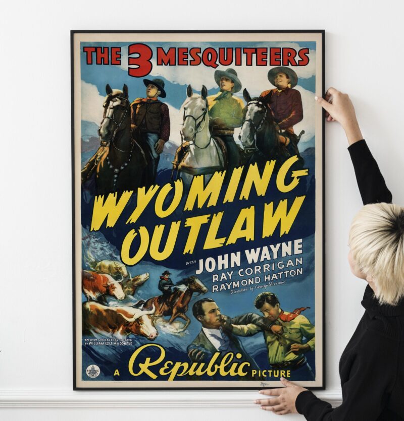 Wyoming Outlaw 1940 with John Wayne, 1940s Hollywood Cowboy Cinema, Rustic Frontier Wall Decor