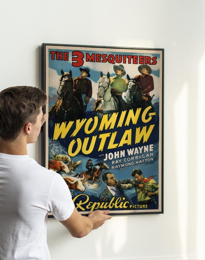 Wyoming Outlaw 1940 with John Wayne, 1940s Hollywood Cowboy Cinema, Rustic Frontier Wall Decor