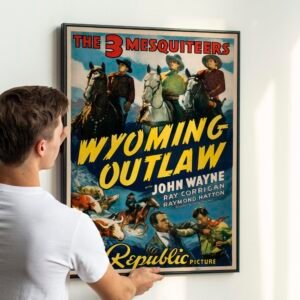 Wyoming Outlaw 1940 with John Wayne, 1940s Hollywood Cowboy Cinema, Rustic Frontier Wall Decor