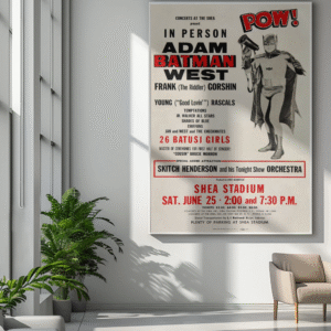 Batman with The Young Rascals & The Temptations 1966 Shea Stadium Vintage Concert Poster
