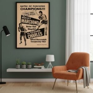 1954 Rocky Marciano Ezzard Charles Title Fight Vintage Boxing Film Poster