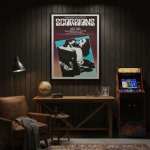 Scorpions Bon Jovi 1984 Hard Rock Concert Poster – Vintage 80s Rock Print