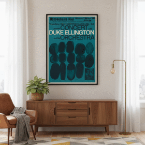 Vintage 1959 Duke Ellington Poster – German Concert Art by Kieser