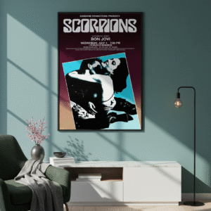 Scorpions Bon Jovi 1984 Hard Rock Concert Poster – Vintage 80s Rock Print