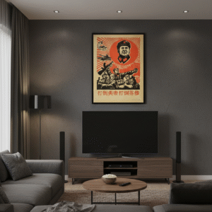 1967 Chinese Cultural Revolution Poster – Classic Revolutionary Propaganda Art with Bold Mid-Century Graphic Style