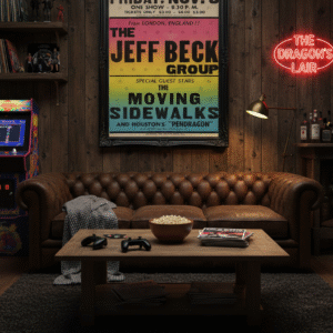 jeff beck poster, zz top poster, moving sidewalks, 1968 concert art, vintage rock print, blues rock poster, houston concert art, classic rock decor, 60s music print, guitar legend art, retro concert poster, rock memorabilia, vintage music collectible