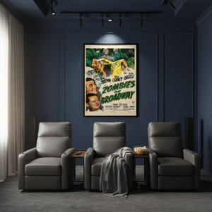 Zombies on Broadway 1944 Classic Horror Poster – Retro B-Movie Print Featuring Bela Lugosi, Wally Brown & Alan Carney