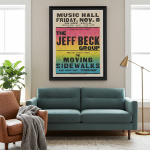 jeff beck poster, zz top poster, moving sidewalks, 1968 concert art, vintage rock print, blues rock poster, houston concert art, classic rock decor, 60s music print, guitar legend art, retro concert poster, rock memorabilia, vintage music collectible