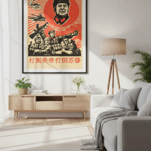 1967 Chinese Cultural Revolution Poster – Classic Revolutionary Propaganda Art with Bold Mid-Century Graphic Style