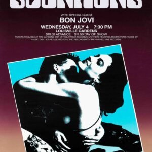 Scorpions Bon Jovi 1984 Hard Rock Concert Poster – Vintage 80s Rock Print