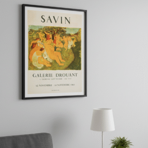 Savin Galerie Drouant 1963 Poster Vintage French Modern Art Exhibition Print