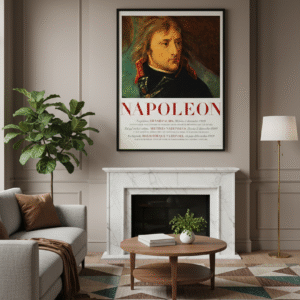 Vintage museum poster featuring Napoleon historical artwork