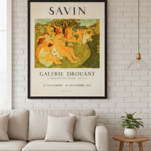Savin Galerie Drouant 1963 Poster Vintage French Modern Art Exhibition Print