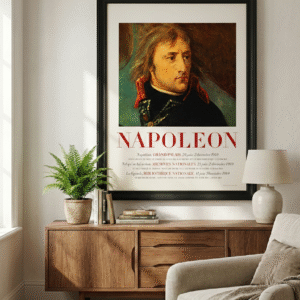 Vintage museum poster featuring Napoleon historical artwork