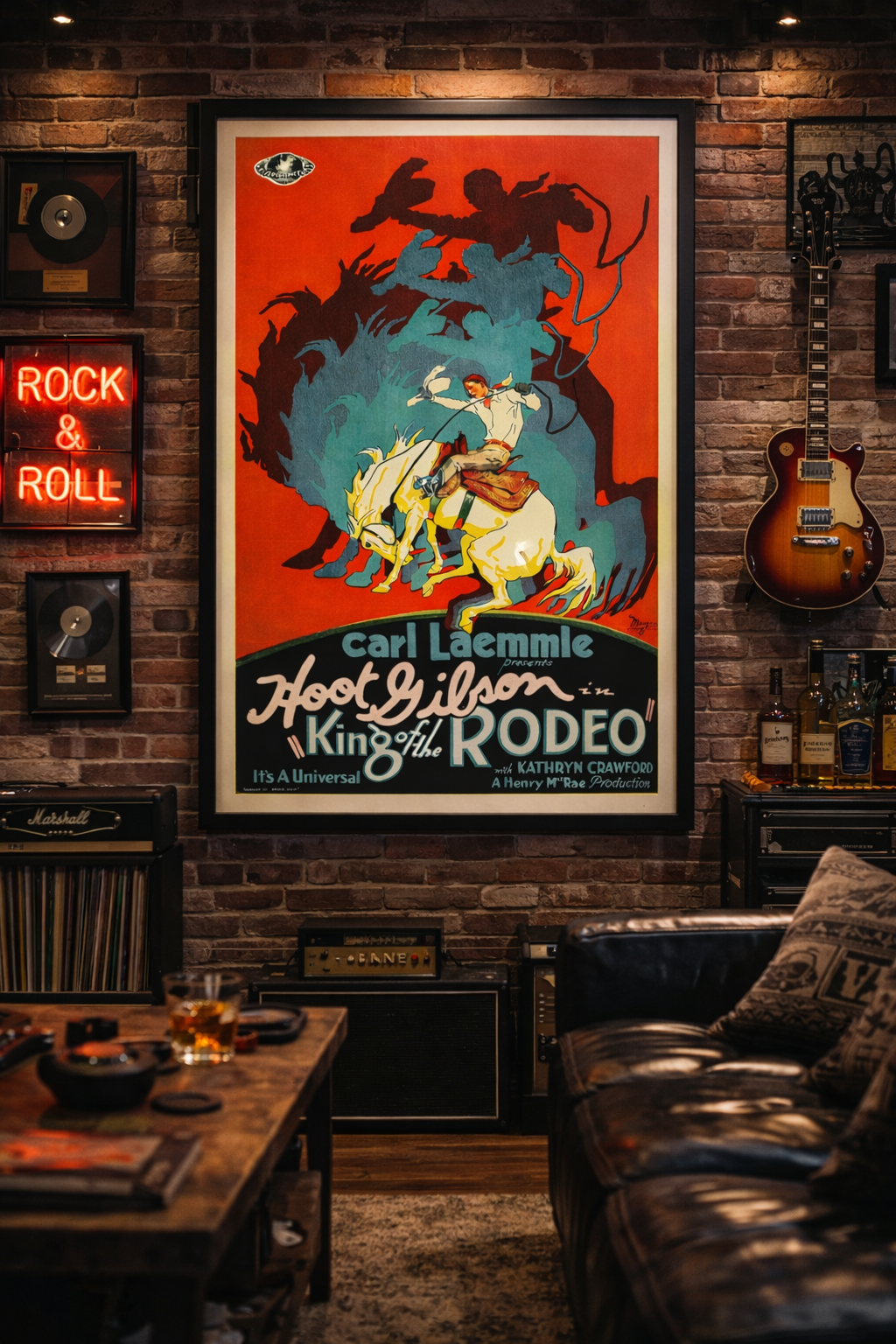 1920s cowboy movie poster with bold vintage typography and western theme