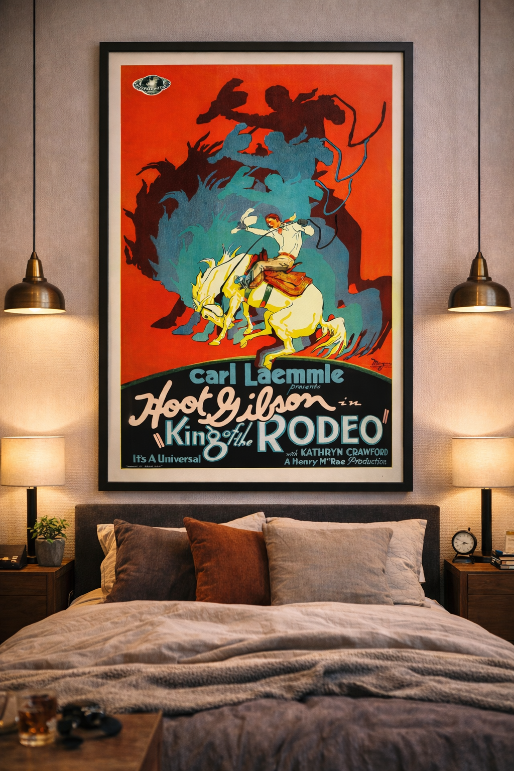 1920s cowboy movie poster with bold vintage typography and western theme