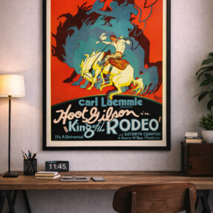 1920s cowboy movie poster with bold vintage typography and western theme