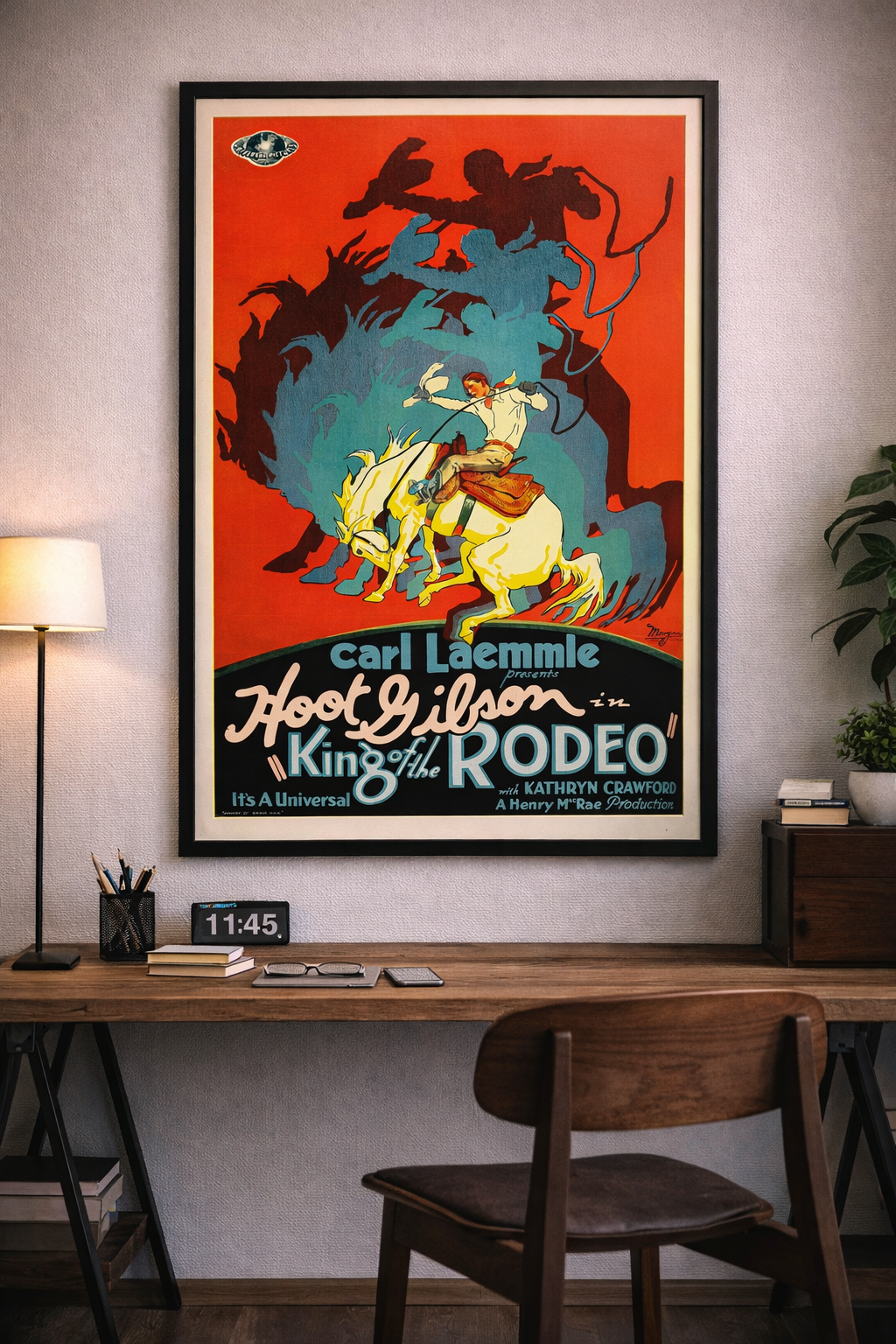 1920s cowboy movie poster with bold vintage typography and western theme