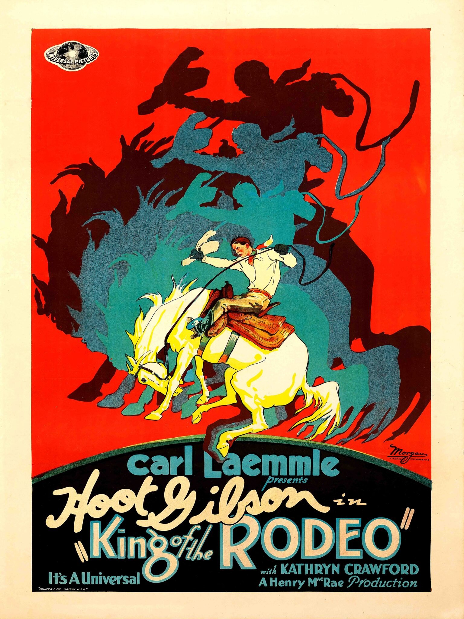 1920s cowboy movie poster with bold vintage typography and western theme