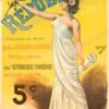 Classical female figure in white holding an olive branch and constitution scroll with large text La République on yellow back